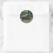 Sticker Rond Cheval Thoroughbred debout en fleurs (Sac)