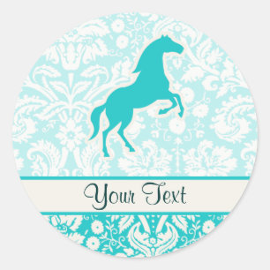 Sticker Rond Cheval turquoise