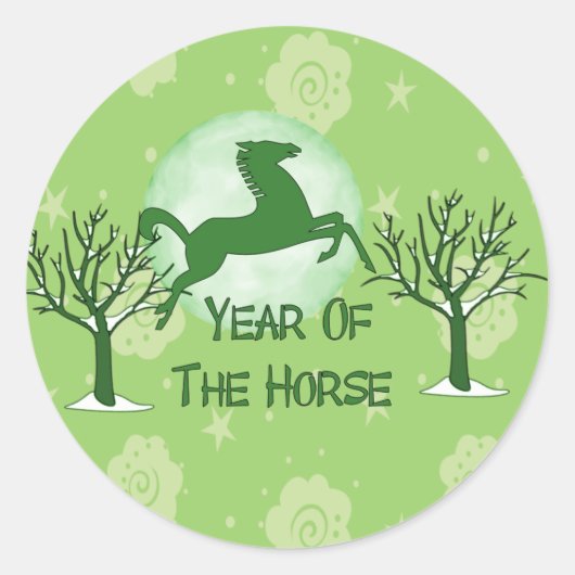 Sticker Rond Cheval vert et Lune (Devant)