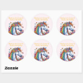 Sticker Rond Cheval Whimsical Rainbow Floral Equestriday (Feuille)