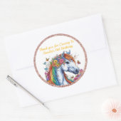 Sticker Rond Cheval Whimsical Rainbow Floral Equestriday (Enveloppe)