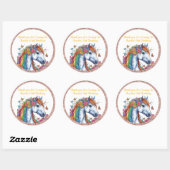 Sticker Rond Cheval Whimsical Rainbow Floral Equestriday (Feuille)