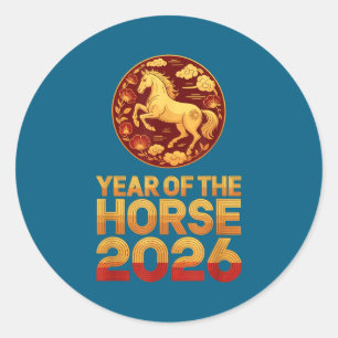 Sticker Rond Cheval Zodiaque Chinois Lunaire