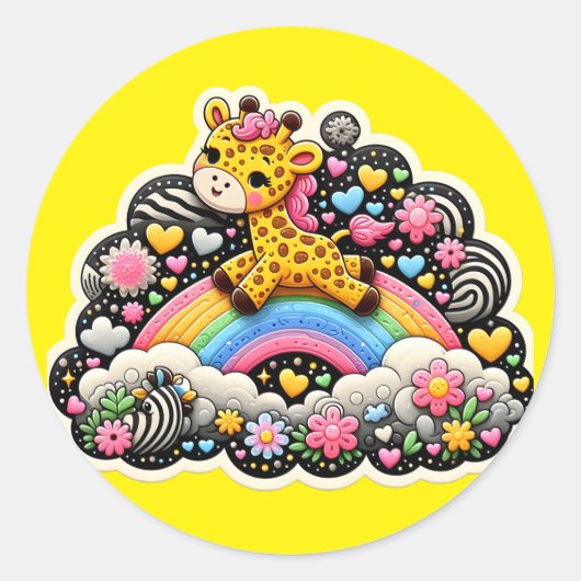 Sticker Rond chevalet girafe (Devant)