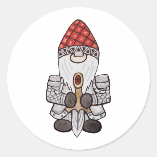 Sticker Rond Chevalier guerrier Gnome (Devant)