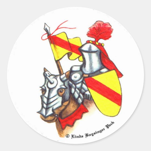 Sticker Rond Chevalier médiéval et cheval (Devant)