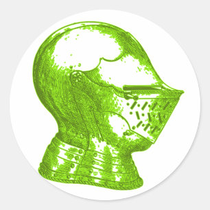 Sticker Rond Chevalier Vert Médiéval Anachronismes Créatifs
