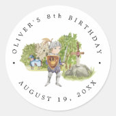 Sticker Rond Chevaliers & Dragons | Anniversaire Médiéval Royal (Devant)