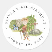 Sticker Rond Chevaliers et Dragons | Anniversaire médiéval roya (Devant)