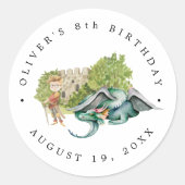 Sticker Rond Chevaliers et Dragons | Anniversaire médiéval roya (Devant)