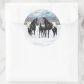 Sticker Rond Chevaux Appaloosa Noir En Neige (Sac)