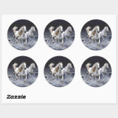 Sticker Rond Chevaux blancs majestueux (Feuille)
