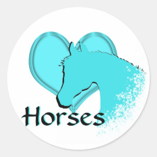 Sticker Rond Chevaux cardiaques III (aqua)