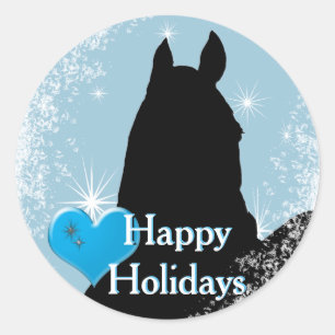 Sticker Rond Chevaux de Coeur I Holiday (bleu)