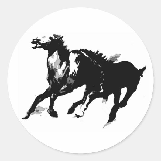Sticker Rond Chevaux de course (Devant)