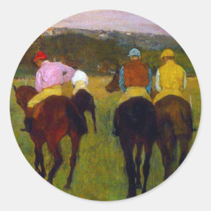 Sticker Rond Chevaux de course Edgar Degas à Longchamp