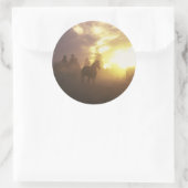 Sticker Rond Chevaux d'élevage au coucher du soleil (Sac)