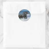 Sticker Rond Chevaux d'Imaginaire : Friesians & Sea (Sac)