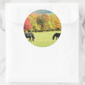 Sticker Rond Chevaux noirs en automne (Sac)