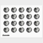 Sticker Rond Chevaux Noirs et Blancs 🐴 Duo Équestre Élégant Ar (Feuille)