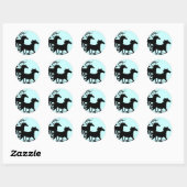 Sticker Rond Chevaux sauvages noirs (Feuille)