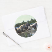 Sticker Rond Chevaux traversant l'eau (Enveloppe)