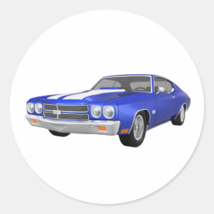 Sticker Rond Chevelle 1970 solides solubles : Finition bleue :