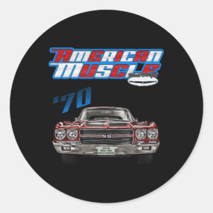 Sticker Rond Chevellemuscle Carss454Ss427Ss396Hotroddrag R 1970