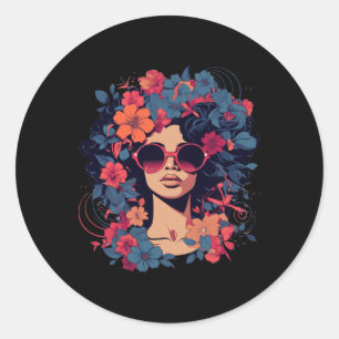 Sticker Rond Cheveux Afro Naturels Fierté de l'Histoire des Noi