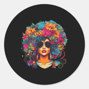 Sticker Rond Cheveux Afro Naturels Fierté de l'Histoire Noire M