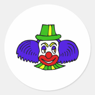 Sticker Rond Cheveux bleu clown