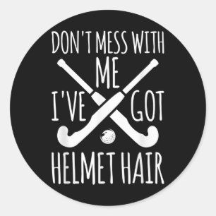 Sticker Rond Cheveux de casque - Gardien de but de hockey sur g