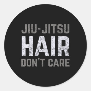Sticker Rond Cheveux Jiu-Jitsu Je m'en fiche BJJ Vintage Jiu-Ji