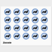 Sticker Rond Cheveux longs Dachshund - Silhouette 1 (Feuille)