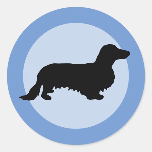 Sticker Rond Cheveux longs Dachshund - Silhouette 1 (Devant)
