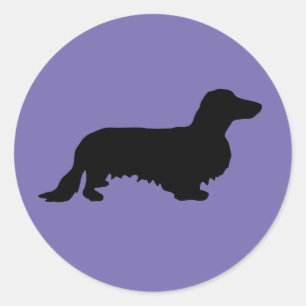 Sticker Rond Cheveux longs Dachshund - Silhouette 1
