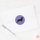 Sticker Rond Cheveux longs Dachshund - Silhouette 1 (Enveloppe)