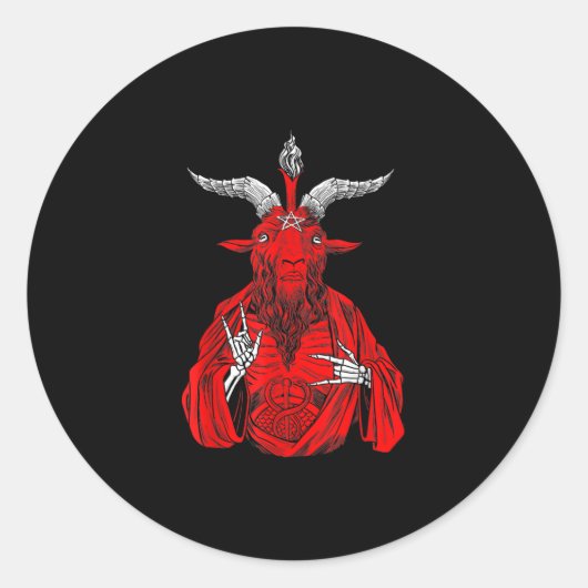Sticker Rond Chèvre antichrist de Blackcraft Satan Baphomet (Devant)