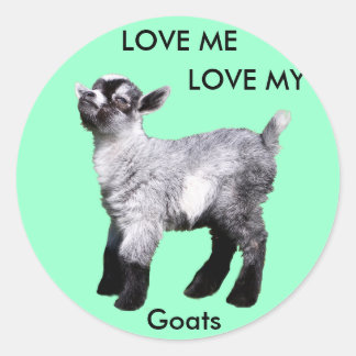 Sticker Rond Chèvre de bébé, Aimez-moi Aimer mes chèvres Sticke