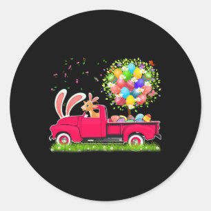 Sticker Rond Chèvre de lapin équitation Camion de ramassage Oeu