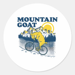 Sticker Rond Chèvre de montagne drôle de chèvre de vélo tout te