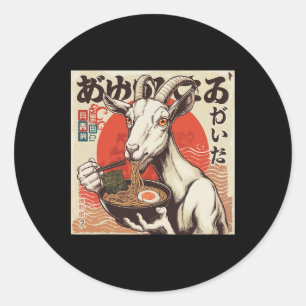 Sticker Rond Chèvre de yoga Peluche Chèvre Ramen Japonaise Kawa