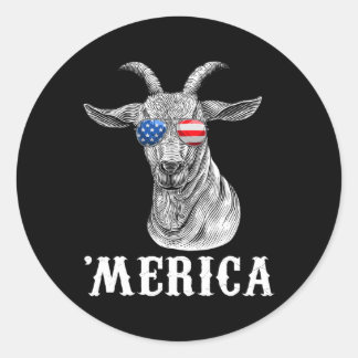 Sticker Rond Chèvre drapeau américain du 4 juillet Usa Merica