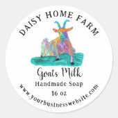 Sticker Rond Chèvre Savon de lait Nom commercial et site Web (Devant)