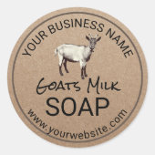 Sticker Rond Chèvres artisanales Lait Savon Rustique Kraft (Devant)