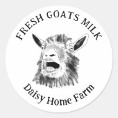 Sticker Rond Chèvres Lait Drôle hurlant chèvre (Devant)