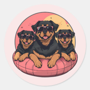 Sticker Rond Chèvres Rottweiler Flottes de la piscine d'été