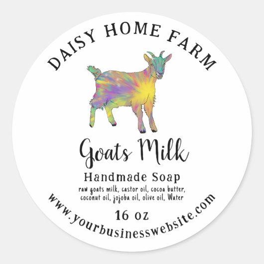 Sticker Rond Chèvres Savon de lait Nom commercial Site Internet (Devant)