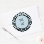 Sticker Rond Chevron bleu noir (Enveloppe)