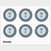 Sticker Rond Chevron bleu noir (Feuille)